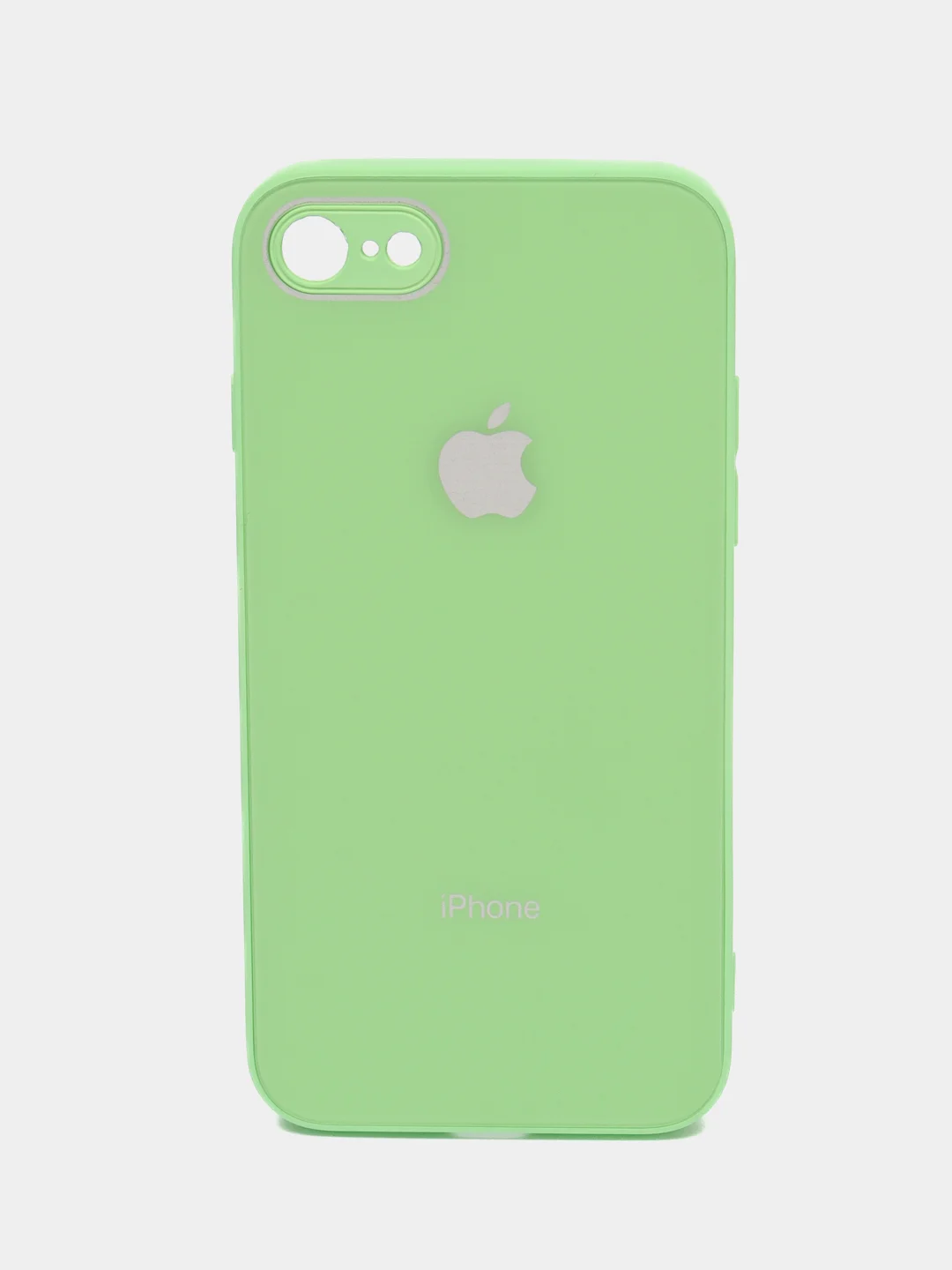 Лайм чехол силиконовый для iPhone 7 / 8 / 11 / 12 / 13 / 14 / Plus / Pro Max, со стеклянной панелью