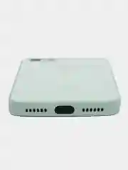 Мятный чехол силиконовый для iPhone 7 / 8 / 11 / 12 / 13 / 14 / Plus / Pro Max, со стеклянной панелью