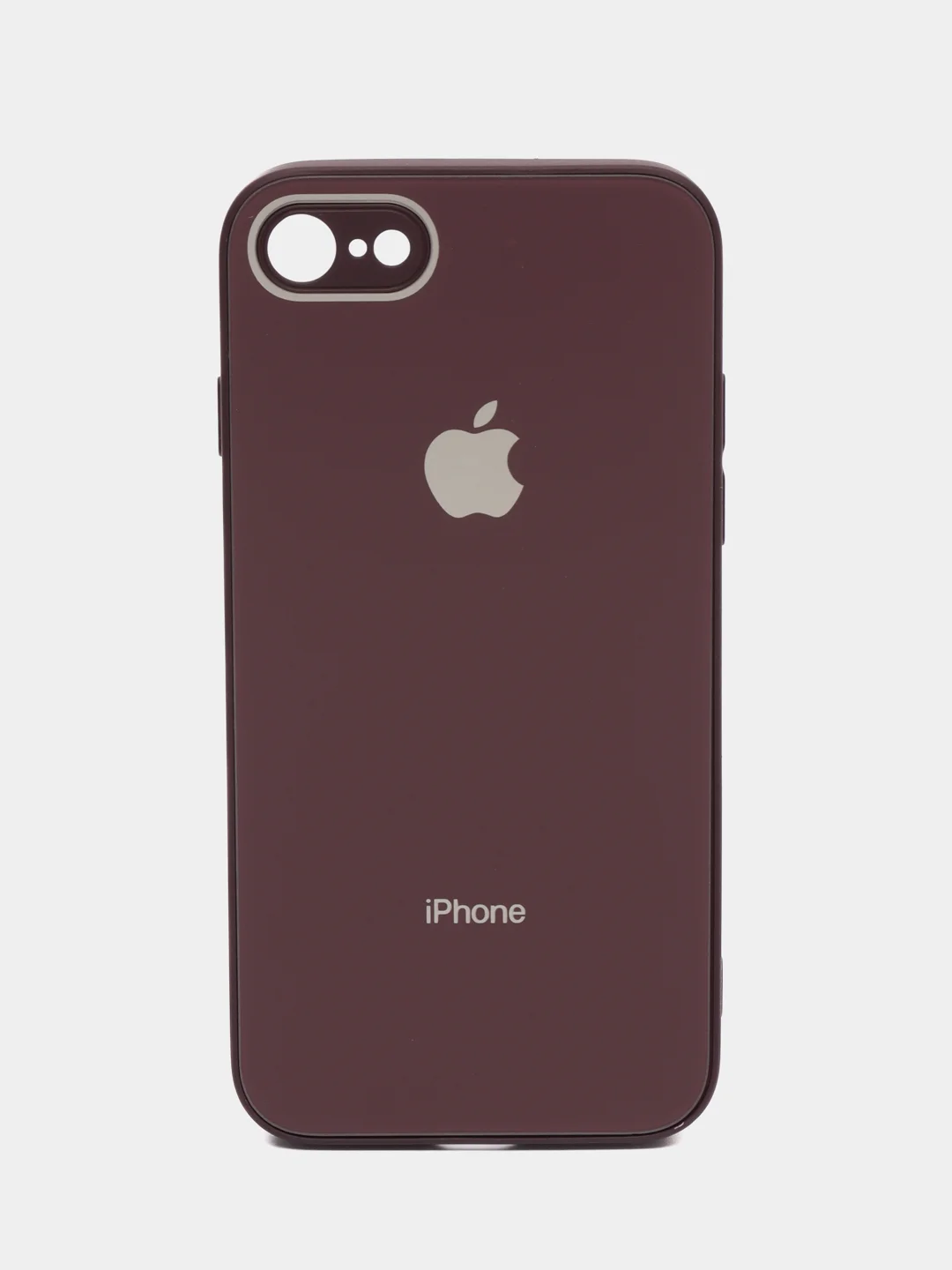 Тёмно-бордовый чехол силиконовый для iPhone 7 / 8 / 11 / 12 / 13 / 14 / Plus / Pro Max, со стеклянной панелью