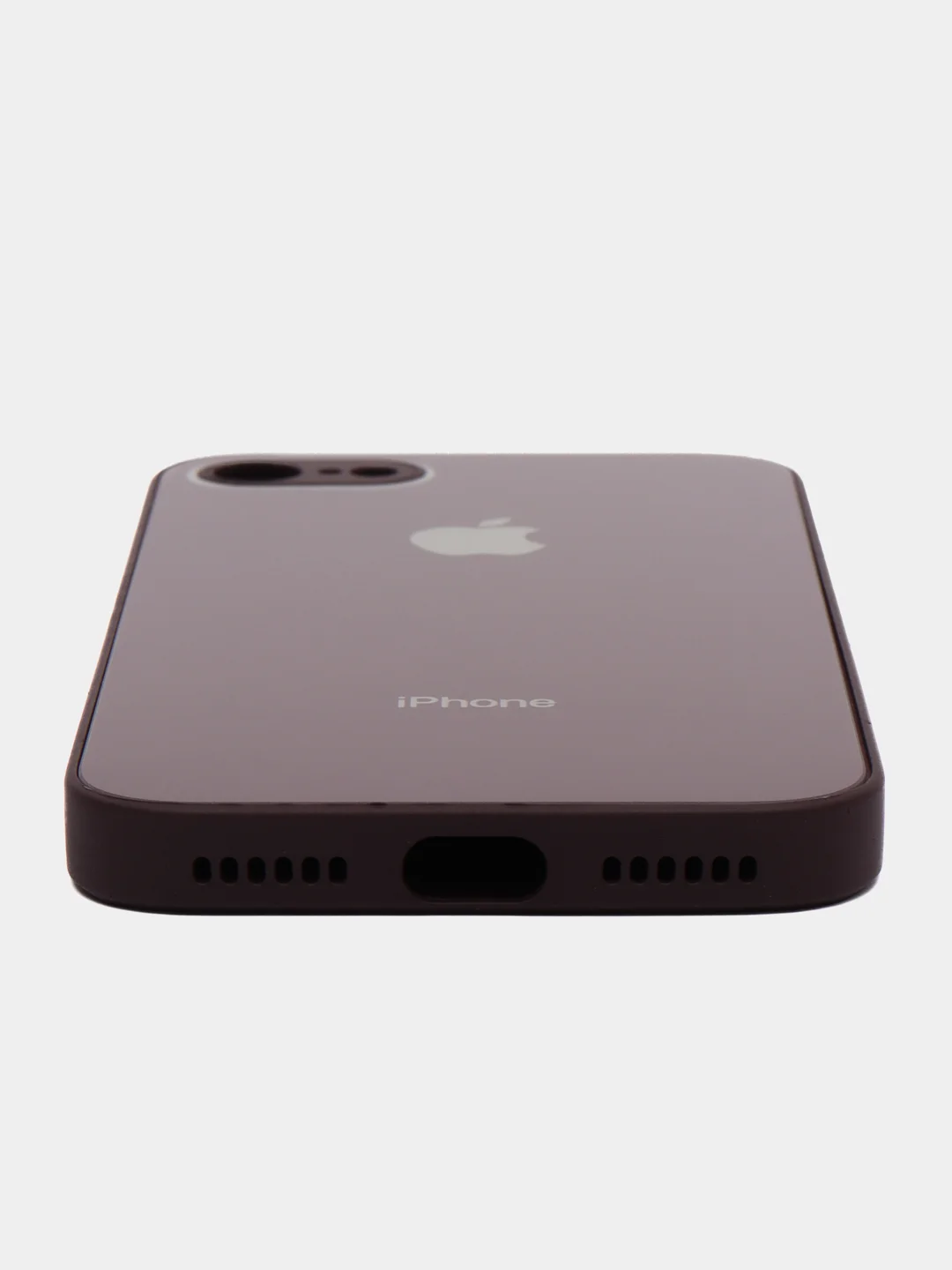 Тёмно-бордовый чехол силиконовый для iPhone 7 / 8 / 11 / 12 / 13 / 14 / Plus / Pro Max, со стеклянной панелью