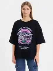 Черный женская футболка свободного кроя oversize