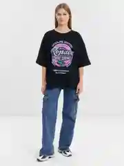 Черный женская футболка свободного кроя oversize