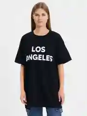 Черный женская футболка свободного кроя с принтом "LOS ANGELES"