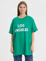 Лесной зеленый женская футболка свободного кроя с принтом "LOS ANGELES"