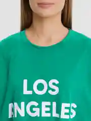 Лесной зеленый женская футболка свободного кроя с принтом "LOS ANGELES"