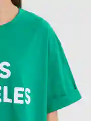 Лесной зеленый женская футболка свободного кроя с принтом "LOS ANGELES"