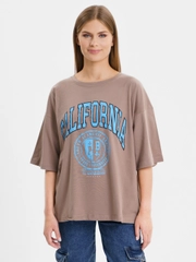 Женская футболка свободного кроя, однотонная, oversize, с принтом CALIFORNIA
