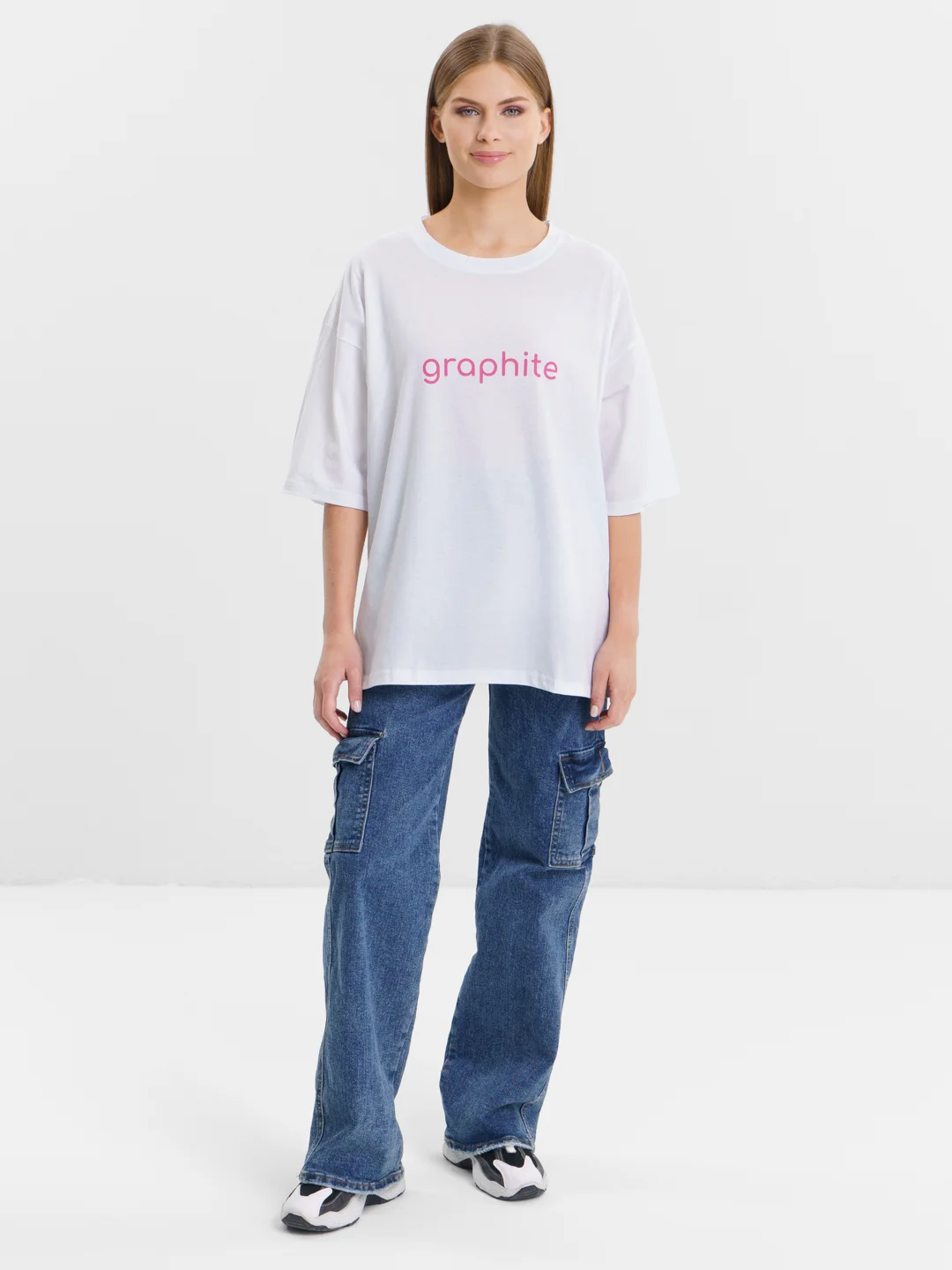 Розовый женская футболка свободного кроя oversize