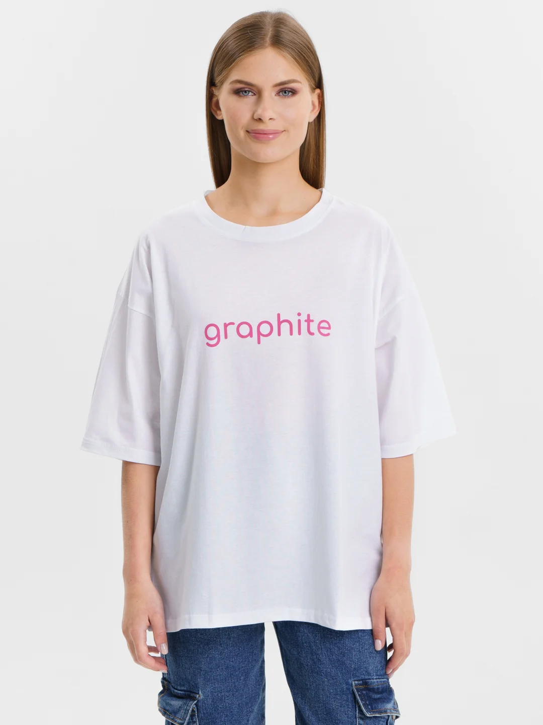 Розовый женская футболка свободного кроя oversize