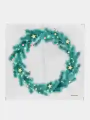 Золотой новогодняя наклейка интерьерная декоративная на окна, двери и стены "Рождественский венок"
