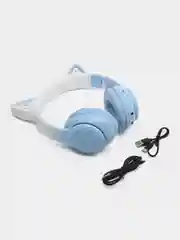 Голубой беспроводные наушники hoco W42 Cat ear, полноразмерные детские наушники