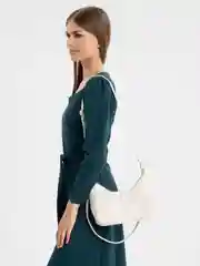 Белый женская вельветовая сумка-багет на плечо, с двумя ремешками, на прогулку