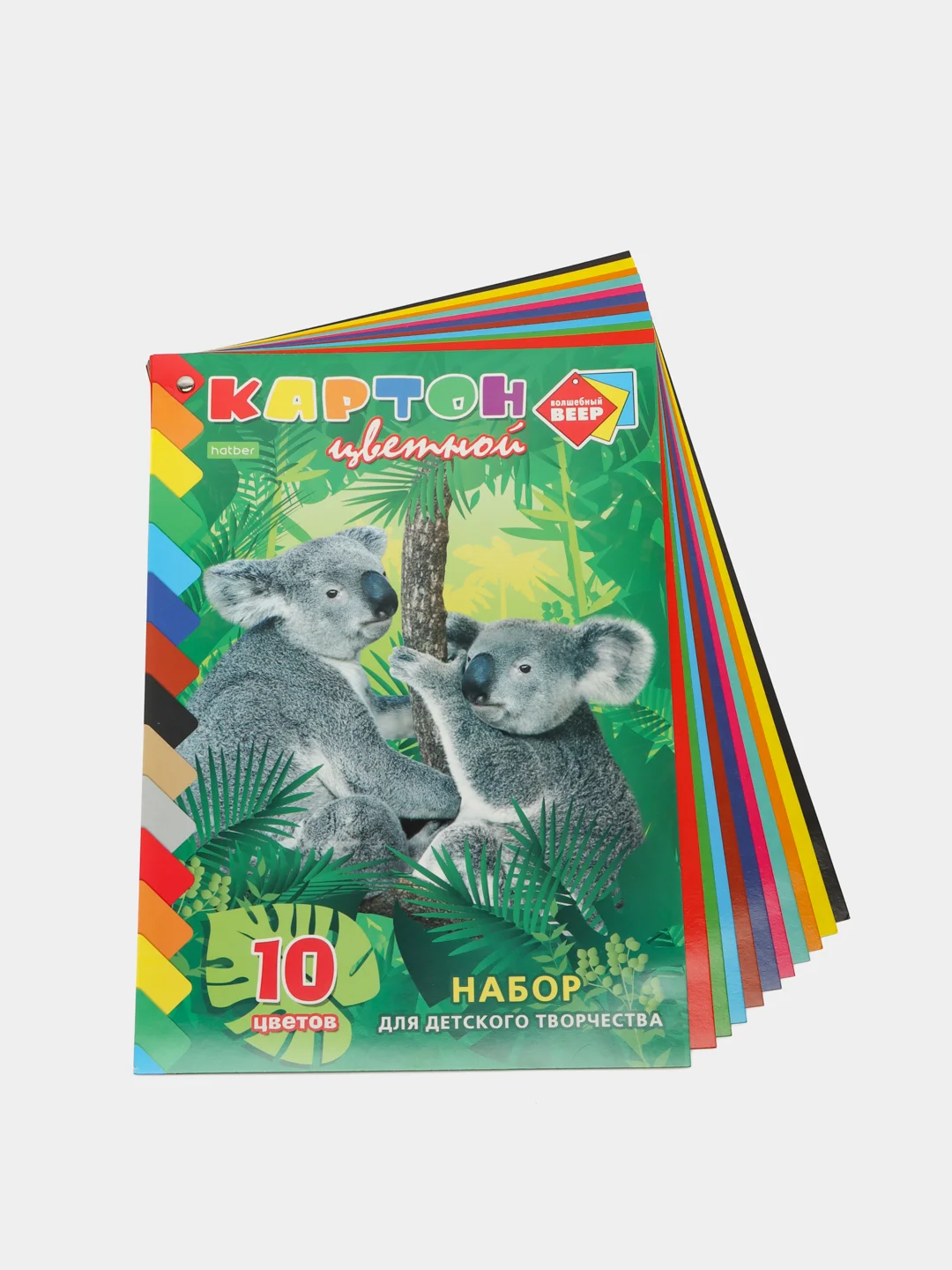 Зеленый картон цветной А4, мелованный, 10 л
