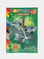 Зеленый картон цветной А4, мелованный, 10 л