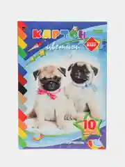 Голубой картон цветной А4, мелованный, 10 л