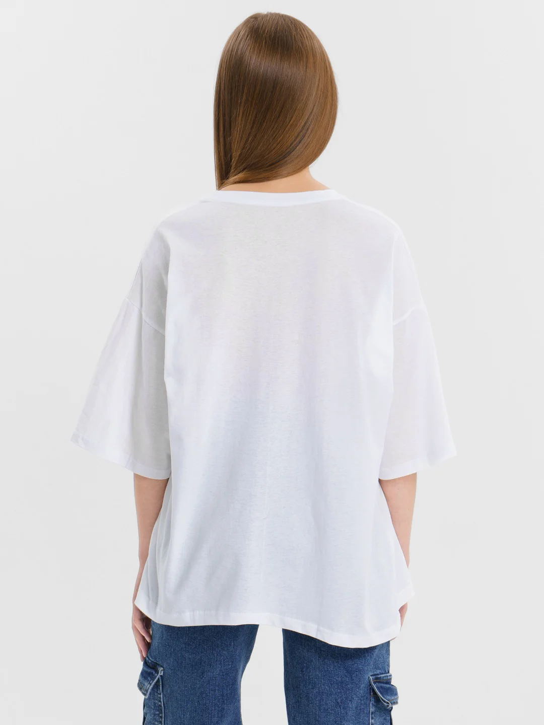 Белый женская футболка свободного кроя oversize