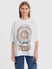 Белый женская футболка свободного кроя, однотонная, Oversize с принтом "TEXAS"
