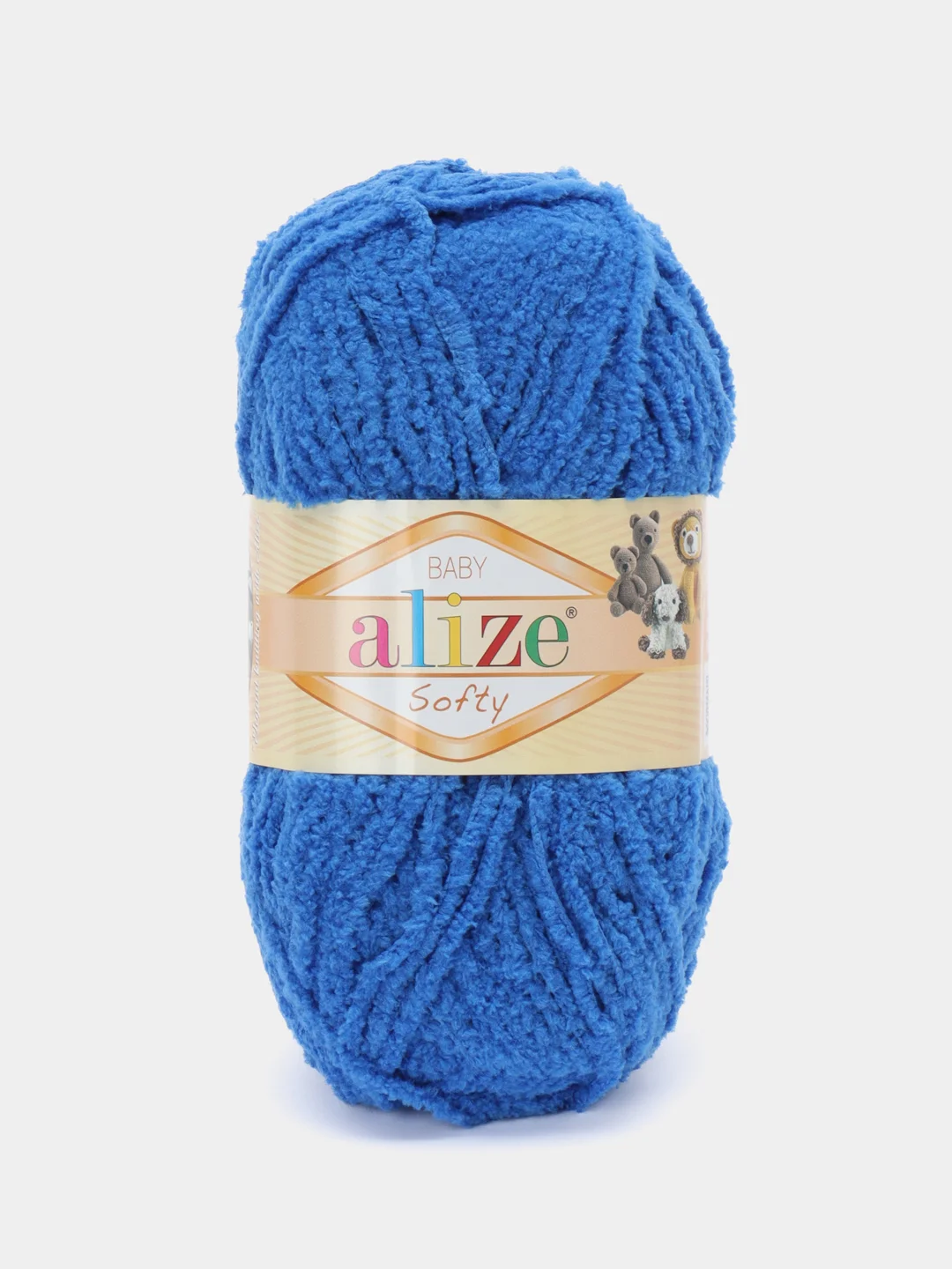 Синий пряжа плюшевая Alize Softy, микрополиэстер, 50 г, 115 м