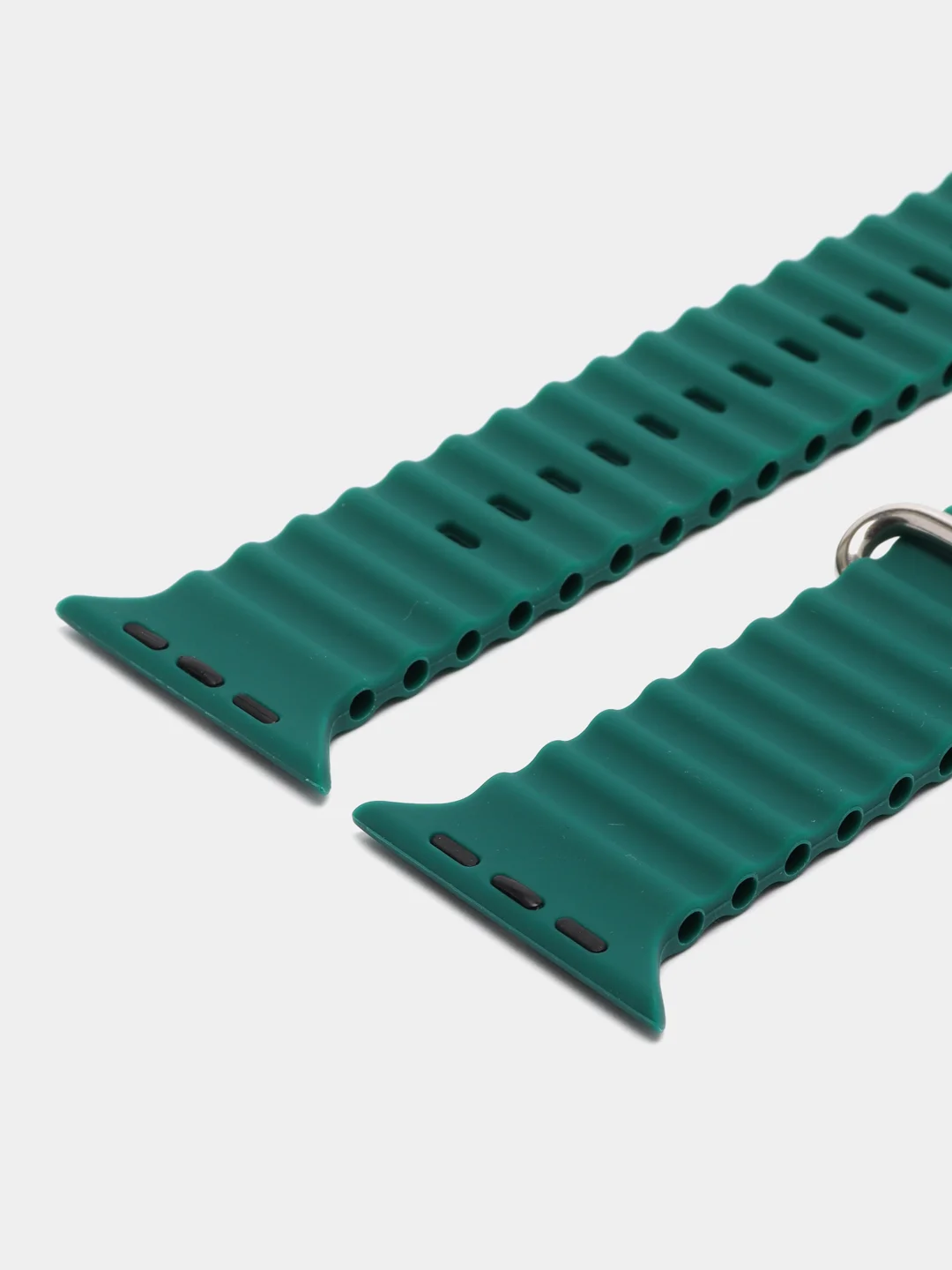 Тёмно-зелёный ремешок для часов Apple Watch 42, 44, 45, 49 мм, Ocean band, ULTRA, силикон