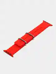 Алый ремешок для часов Apple Watch 42, 44, 45, 49 мм, Ocean band, ULTRA, силикон