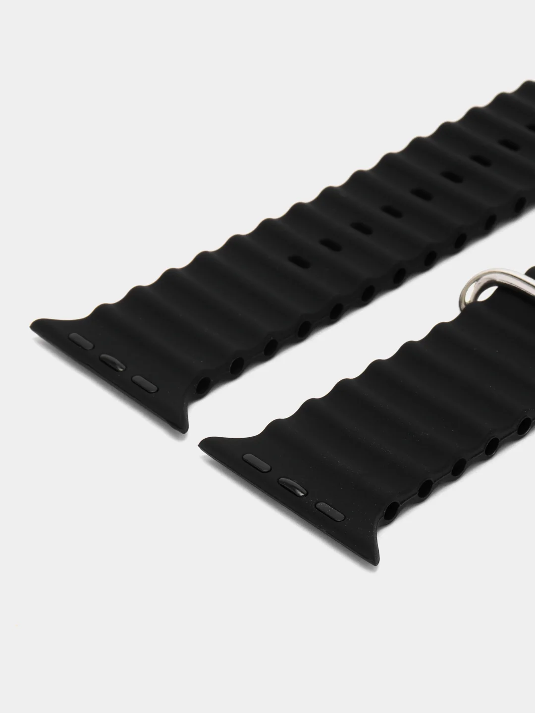 Черный ремешок для часов Apple Watch 42, 44, 45, 49 мм, Ocean band, ULTRA, силикон
