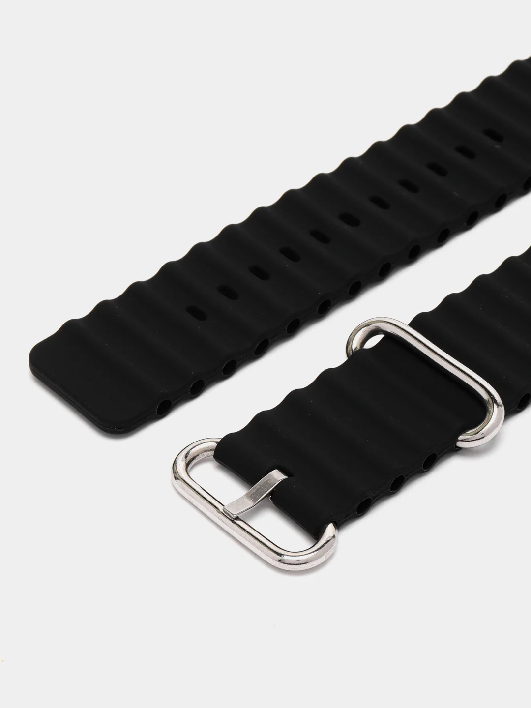Черный ремешок для часов Apple Watch 42, 44, 45, 49 мм, Ocean band, ULTRA, силикон