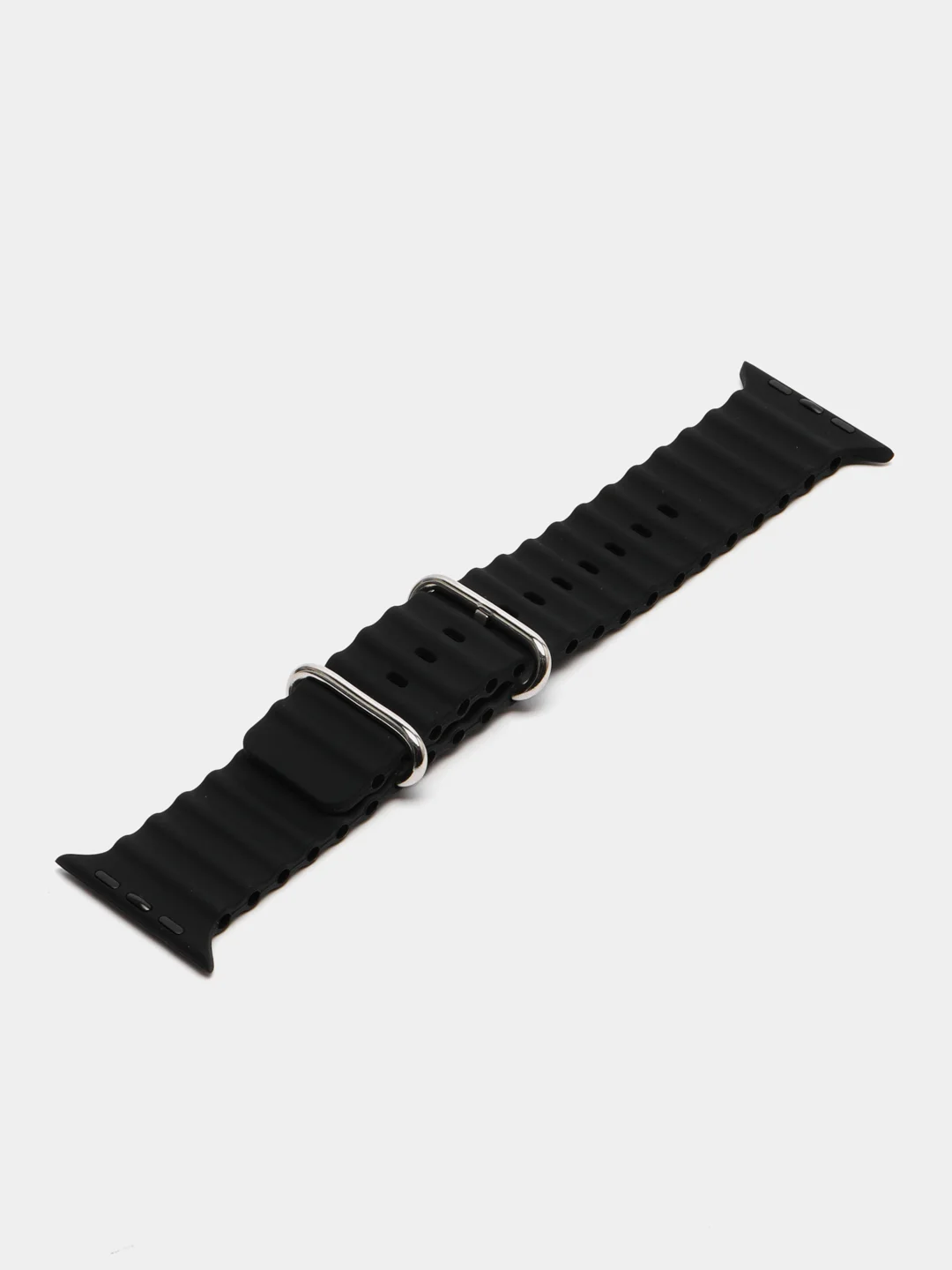 Черный ремешок для часов Apple Watch 42, 44, 45, 49 мм, Ocean band, ULTRA, силикон