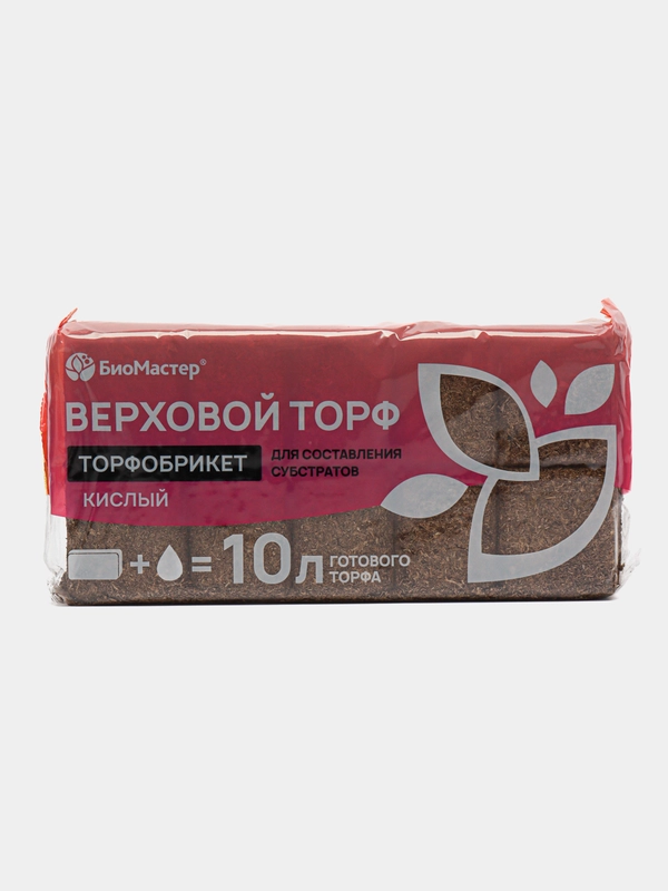 Торфобрикет "Верховой торф", кислый, 10 л, "БиоМастер"