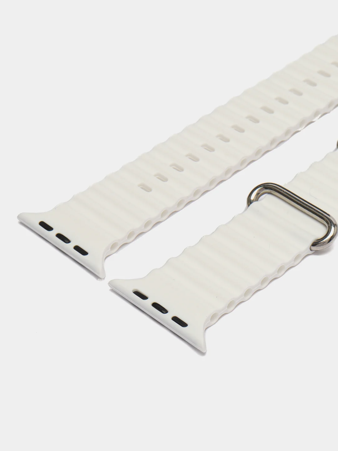 Белый ремешок для часов Apple Watch 42, 44, 45, 49 мм, Ocean band, ULTRA, силикон