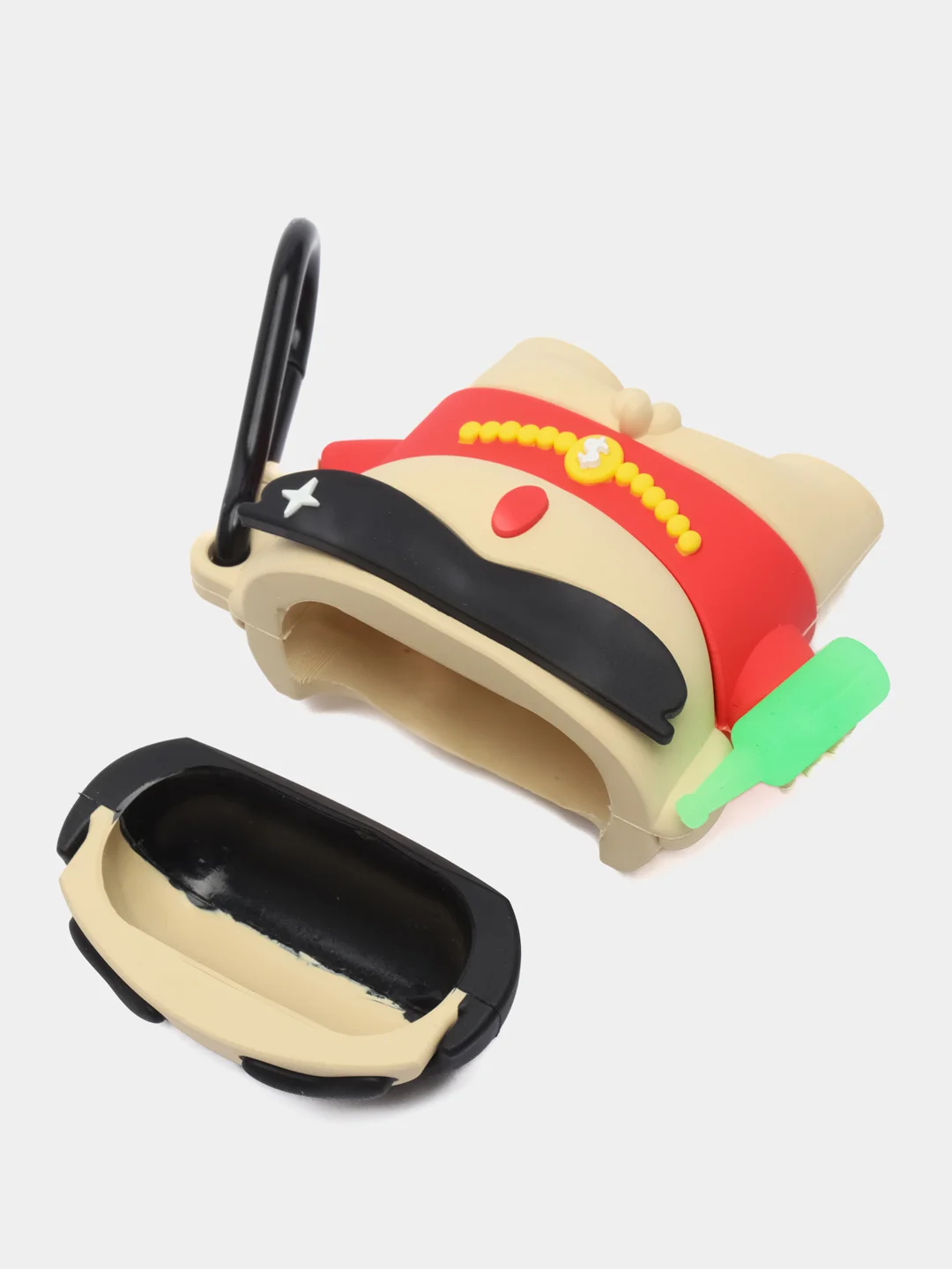Пудровый чехол для беспроводных наушников AirPods (Аирподс) 1 / 2 / Pro, Pro 2 с карабином