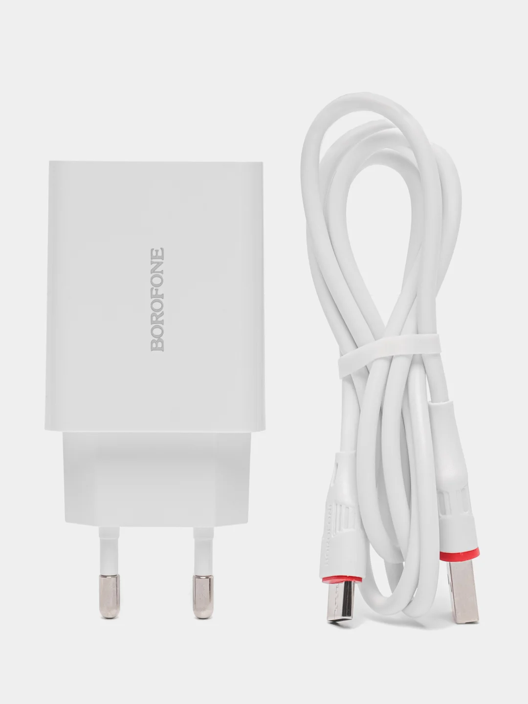 Белый зарядное устройство Borofone BA21A + кабель Type-C, Micro-USB (QC 3.0, 3A, 18W) для Android