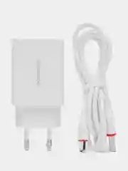 Белый зарядное устройство Borofone BA21A + кабель Type-C, Micro-USB (QC 3.0, 3A, 18W) для Android