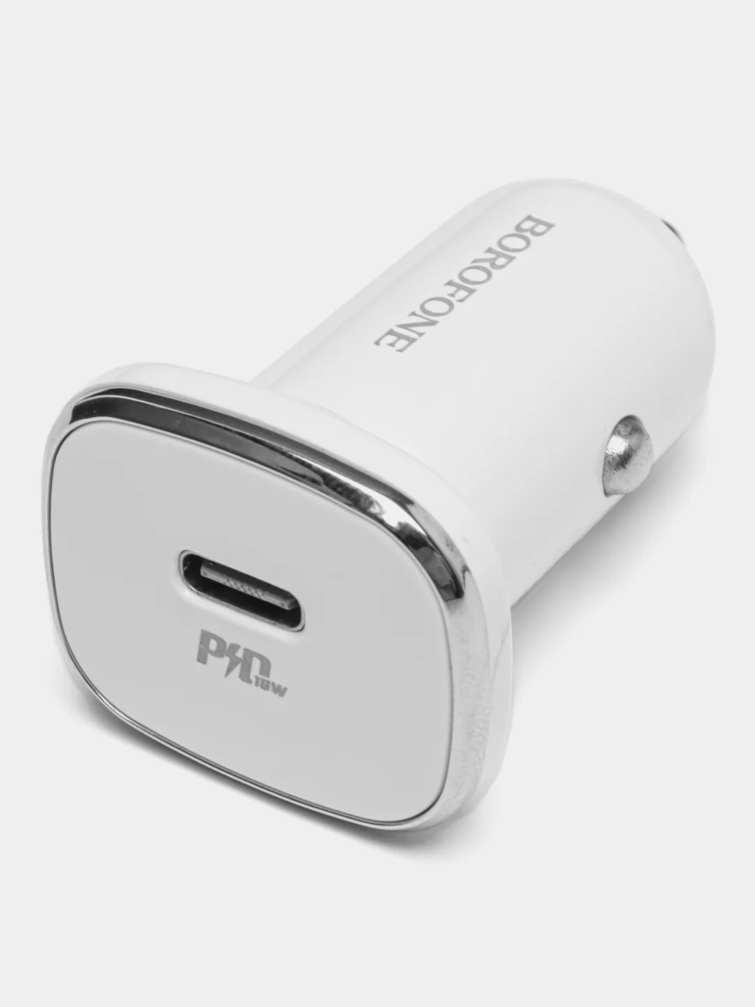 Белый автомобильное зарядное устройство Borofone BZ12A, BZ12B 18W + кабель для iPhone и Android