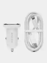 Белый автомобильное зарядное устройство Borofone BZ12A, BZ12B 18W + кабель для iPhone и Android