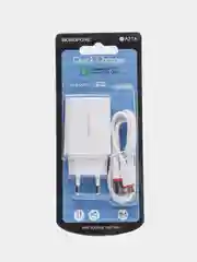Белый зарядное устройство Borofone BA21A + кабель Type-C, Micro-USB (QC 3.0, 3A, 18W) для Android