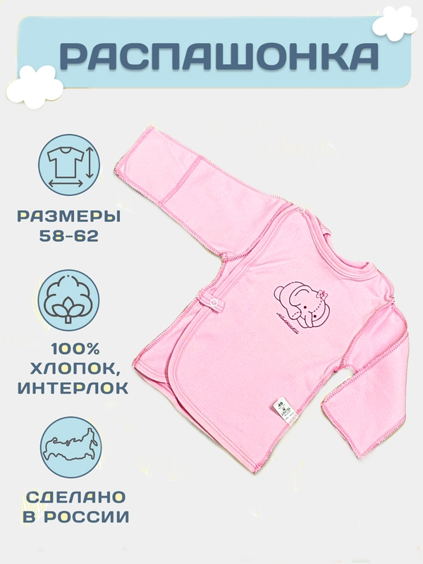 Распашонка для новорожденных мальчиков и девочек Бактра кофточка на кнопках, рост 38-40