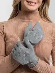 Серый меланж варежки митенки вязаные, мягкие, разных цветов
