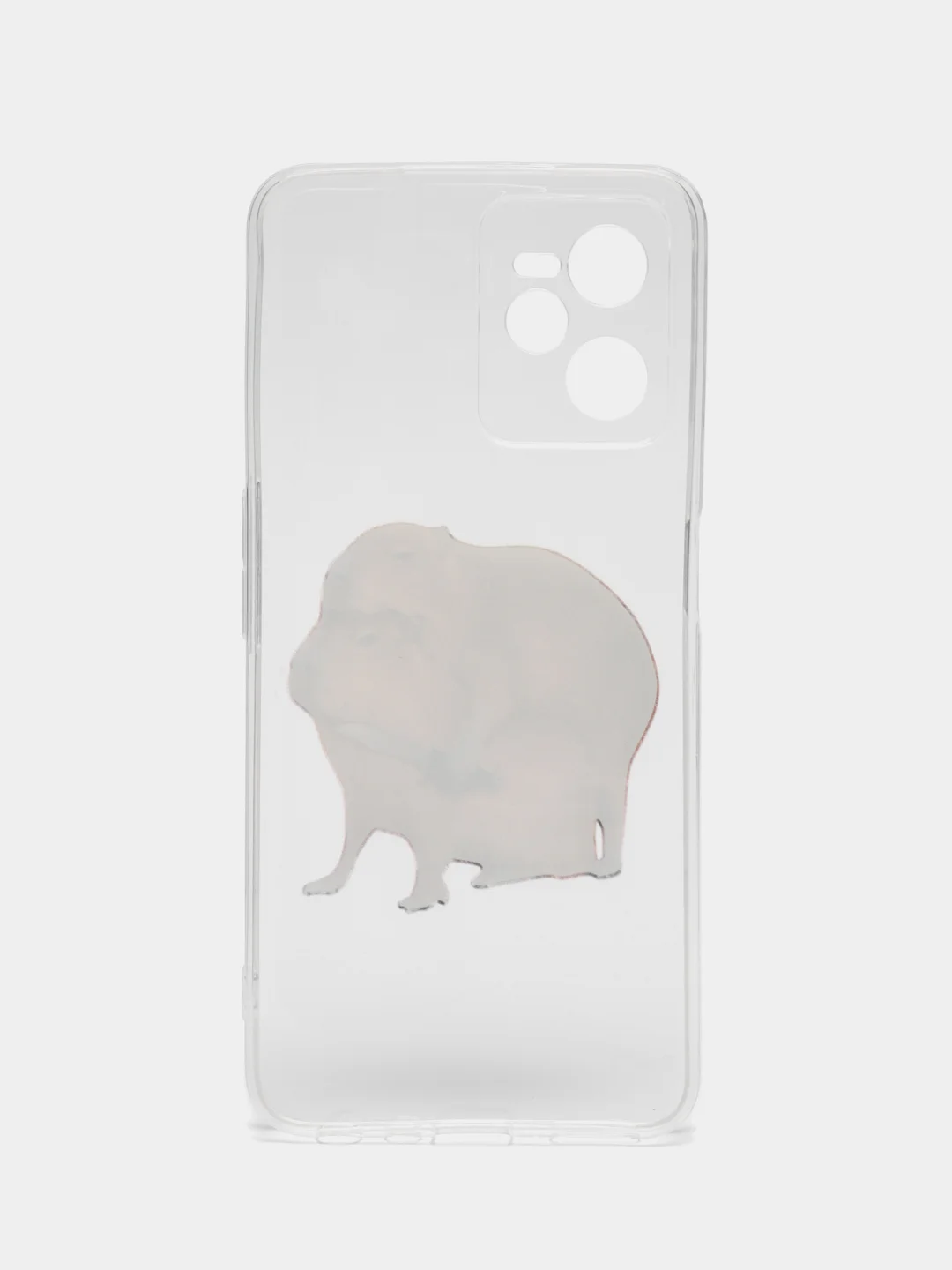 Бежевый силиконовый чехол на Realme C35 / Реалми С35 прозрачный, с рисунком, защита камеры