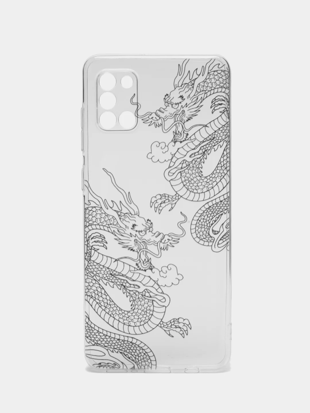 Пудровый силиконовый чехол на Samsung Galaxy A31 / Самсунг А31 прозрачный с рисунком, защита камеры