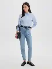 Голубой джинсы женские Zarina mom fit, с высокой посадкой