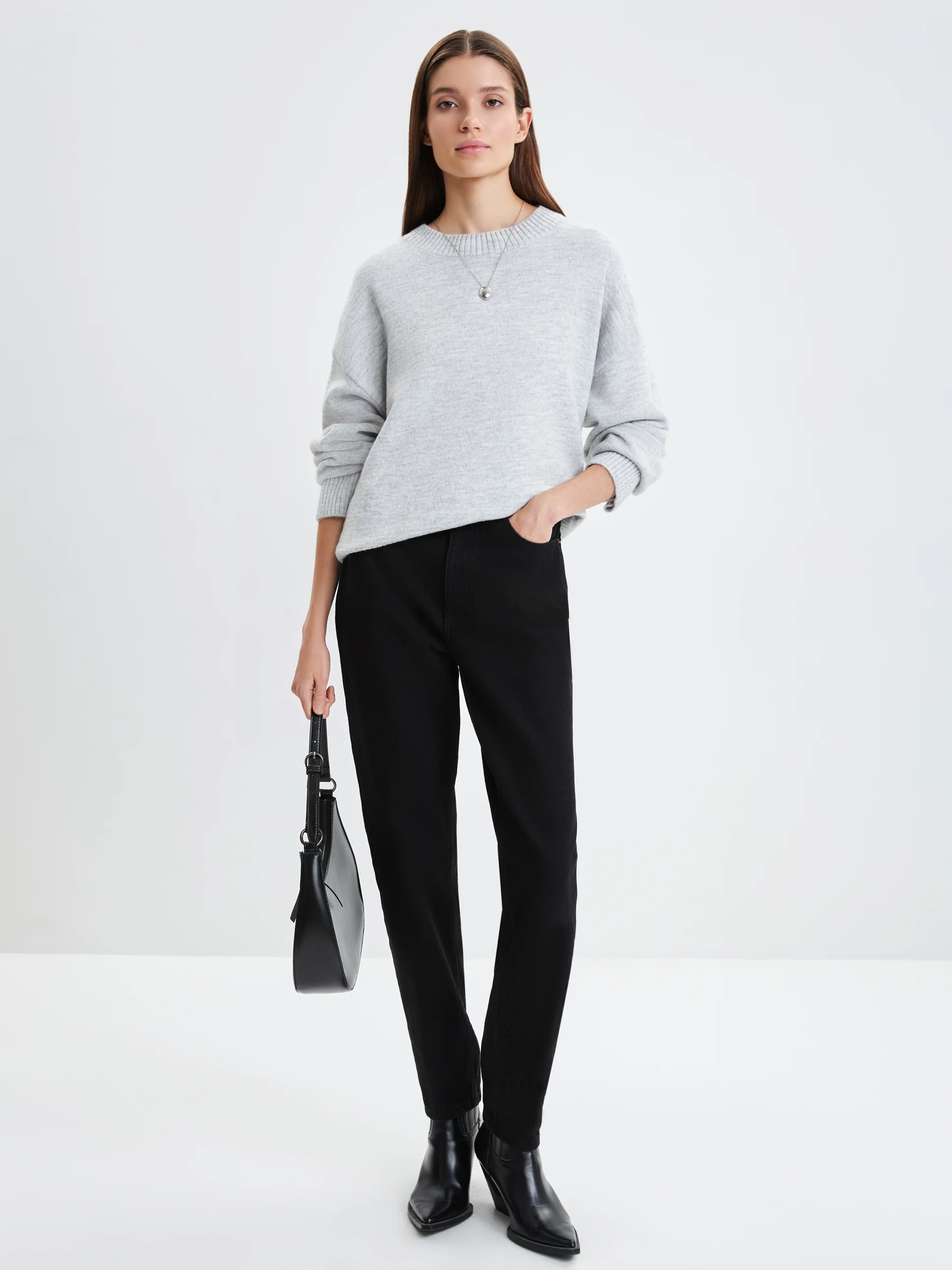 Черный джинсы женские Zarina mom fit, с высокой посадкой