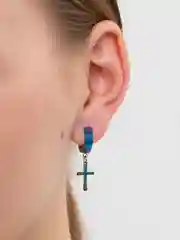 Разноцветный серьги с подвеской-крестиком