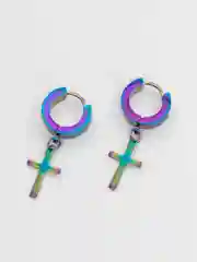 Разноцветный серьги с подвеской-крестиком