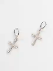 Серебряный серьги со стразами висячие "Крестики"