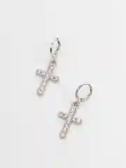 Серебряный серьги со стразами висячие "Крестики"