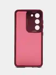 Бордовый чехол матовый для Samsung Galaxy S23, пластиковый, полупрозрачный, с глянцевой рамкой