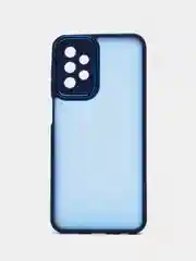 Синий чехол матовый для Samsung Galaxy A23, пластиковый, полупрозрачный, с глянцевой рамкой