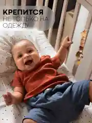 Серый деревянный держатель для пустышки КАРТОФАН, клипса-прищепка, с зажимом для грызунка, соски