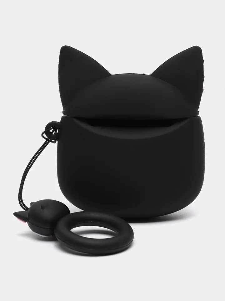 Рыжий чехол для беспроводных наушников AirPods (Аирподс) 1 / 2 / Pro, Pro 2 с карабином