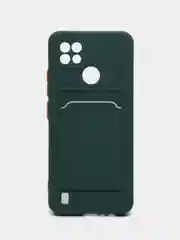 Зеленый силиконовый чехол для Realme C21 (Реалми С21), карманом для карт
